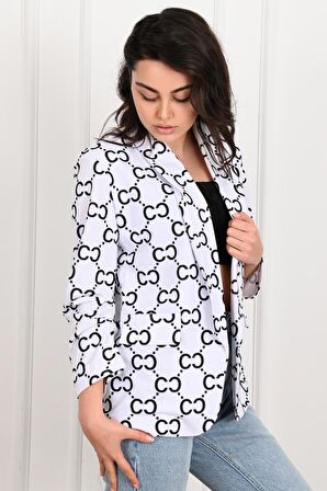 Kadın-Desenli Yarım Kol Ceket 1035-22