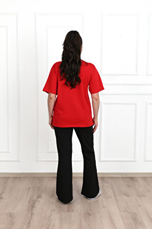 Kadın V Yaka Basic Büyük Beden T-Shirt 1297-22