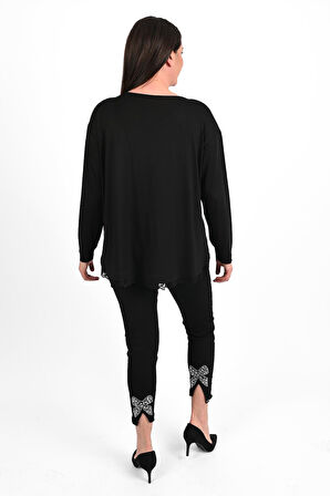 Kadın Etek Ucu Güpür Dantel Detaylı Büyük Beden Bluz 1386-23