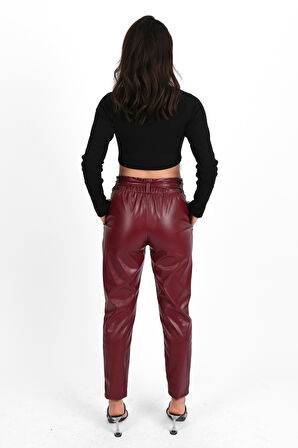 Kadın Jogger Deri Pantolon 6151-23