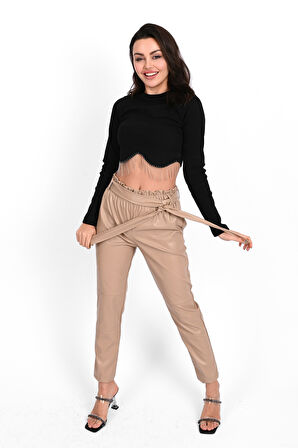 Kadın Jogger Deri Pantolon 6151-23