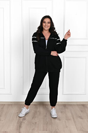 Kadın Sim Detaylı  Büyük Beden Eşofman Takımı 3671-23