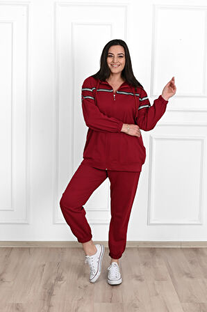 Kadın Sim Detaylı  Büyük Beden Eşofman Takımı 3671-23