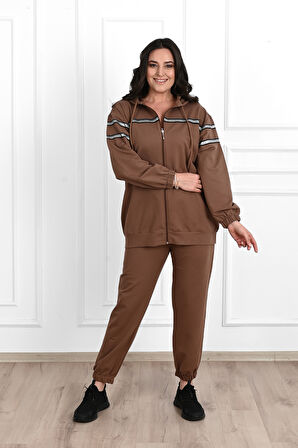 Kadın Sim Detaylı  Büyük Beden Eşofman Takımı 3671-23