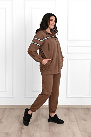 Kadın Sim Detaylı  Büyük Beden Eşofman Takımı 3671-23