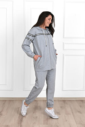 Kadın Sim Detaylı  Büyük Beden Eşofman Takımı 3671-23