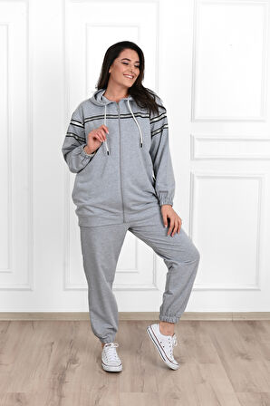 Kadın Sim Detaylı  Büyük Beden Eşofman Takımı 3671-23