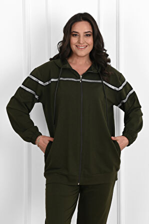 Kadın Sim Detaylı  Büyük Beden Eşofman Takımı 3671-23