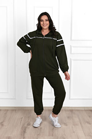 Kadın Sim Detaylı  Büyük Beden Eşofman Takımı 3671-23