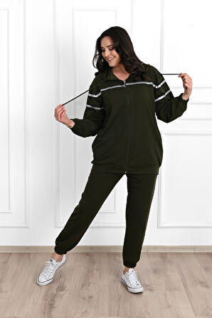 Kadın Sim Detaylı  Büyük Beden Eşofman Takımı 3671-23