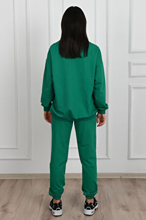 Kadın Yazı Baskılı Zımba Detaylı Eşofman Takımı 3647-23