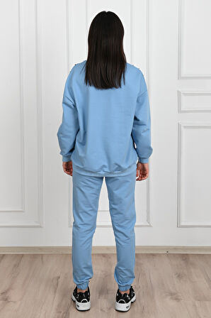 Kadın Yazı Baskılı Zımba Detaylı Eşofman Takımı 3647-23