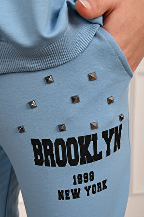 Kadın Yazı Baskılı Zımba Detaylı Eşofman Takımı 3647-23