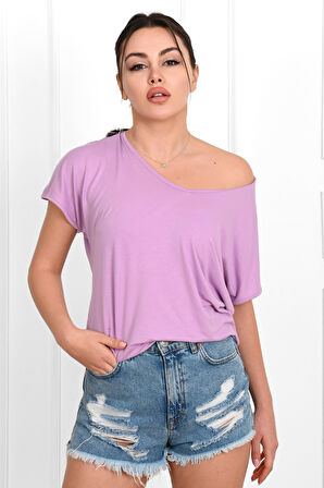 Kadın V Yaka Kısa Kollu T-shirt 1478-23