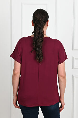 Kadın V Yaka Büyük Beden T-shirt 1486-23