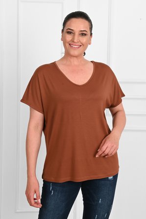 Kadın V Yaka Büyük Beden T-shirt 1486-23