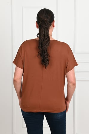 Kadın V Yaka Büyük Beden T-shirt 1486-23