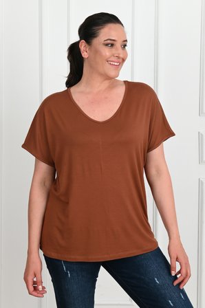 Kadın V Yaka Büyük Beden T-shirt 1486-23