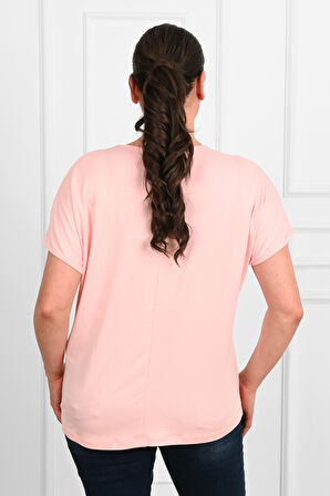 Kadın V Yaka Büyük Beden T-shirt 1486-23