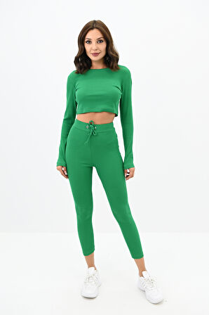 Kadın Kaşkorse Crop Tayt Takım 3727-23