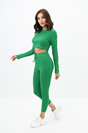 Kadın Kaşkorse Crop Tayt Takım 3727-23