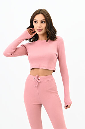 Kadın Kaşkorse Crop Tayt Takım 3727-23