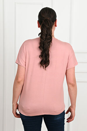 Kadın V Yaka Büyük Beden T-shirt 1486-23