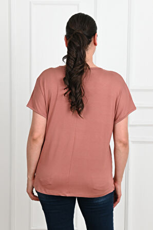 Kadın V Yaka Büyük Beden T-shirt 1486-23