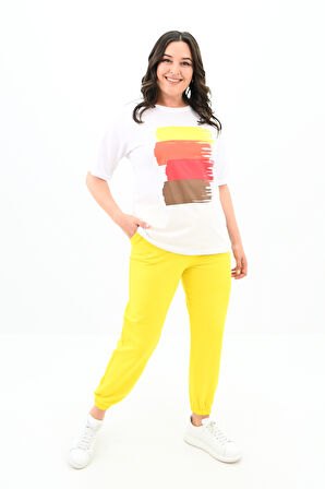 Kadın Büyük Beden Baskı Detaylı Eşofman Takımı 3695-23