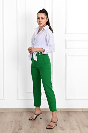 Kadın Yüksek Bel Krep Kumaş Pantolon 6110-23