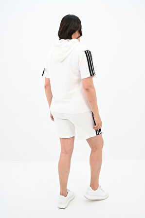 Kadın Çizgi Detaylı Büyük Beden Şortlu Takım 3768-23