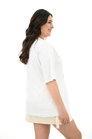 Kadın Büyük Beden Love Baskılı T-Shirt 1577-23