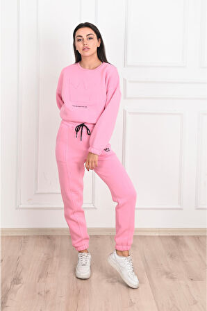 Kadın Yazı Baskılı 3 İplik Eşofman Takımı 3500-23