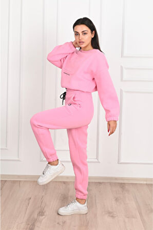 Kadın Yazı Baskılı 3 İplik Eşofman Takımı 3500-23