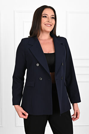 Kadın Astarlı Büyük Beden Blazer Ceket 0101-1