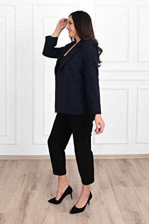 Kadın Astarlı Büyük Beden Blazer Ceket 0101-1