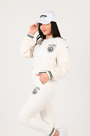 Kadın Üç İplik Şardonlu Düğmeli Eşofman Takımı 3940-24