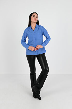 Kadın Çift Cepli Salaş Gömlek 1670-24