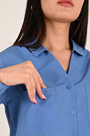 Kadın Çift Cepli Salaş Gömlek 1670-24