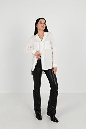 Kadın Çift Cepli Salaş Gömlek 1670-24