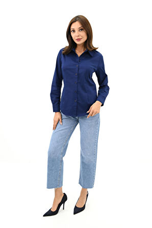 Kadın Klasik Uzun Kol Gömlek 1668-24