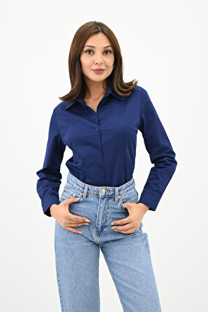 Kadın Klasik Uzun Kol Gömlek 1668-24