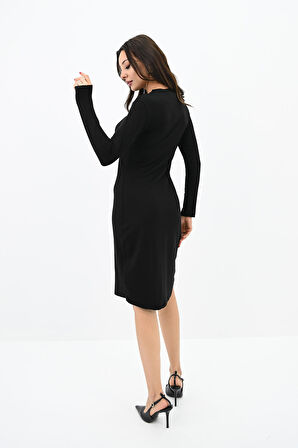 Kadın Fermuar Dekolteli Mini Elbise 5199-24