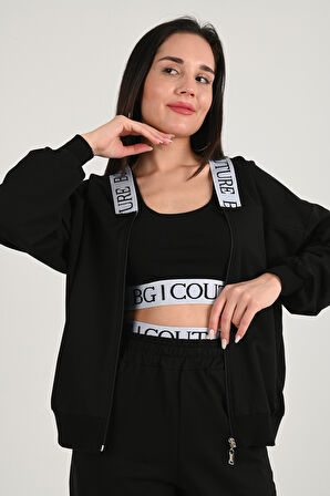 Kadın Lastik Baskı Detaylı 3’lü Eşofman Takımı 3961-24