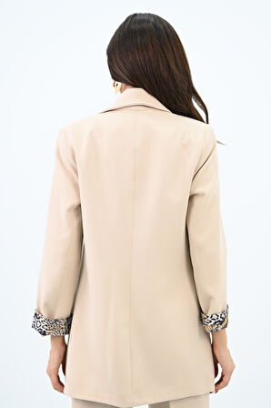 Kadın Leopar Astar Detaylı Ceket Takım 0115-25