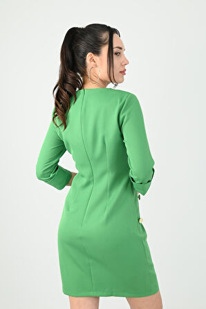 Kadın Düğme Detaylı Elbise 5202-24