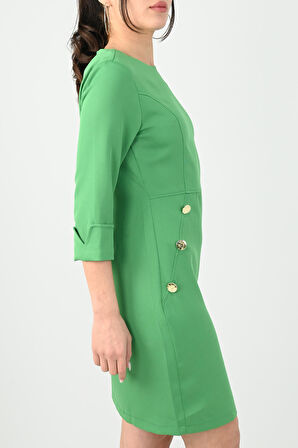 Kadın Düğme Detaylı Elbise 5202-24