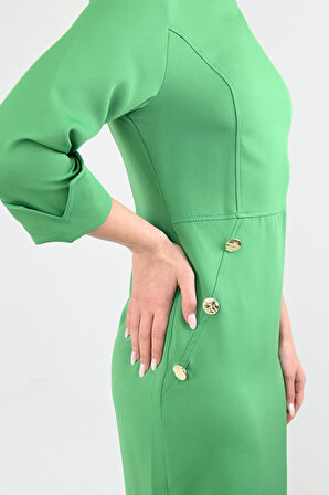 Kadın Düğme Detaylı Elbise 5202-24