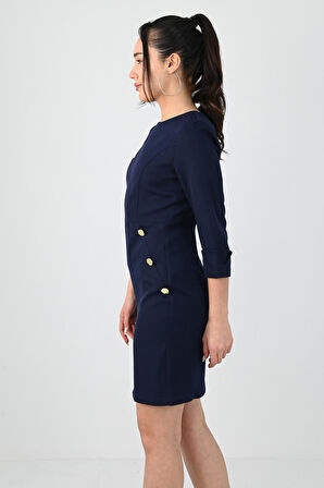 Kadın Düğme Detaylı Elbise 5202-24