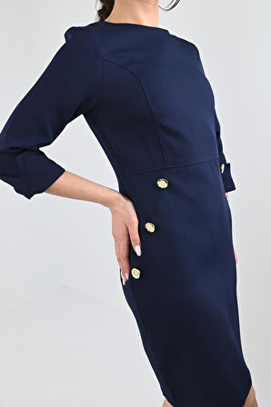 Kadın Düğme Detaylı Elbise 5202-24